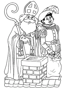 In de schoorsteen, kleurplaat van Sinterklaas