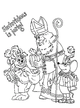 In sesamstraat, kleurplaat van Sinterklaas