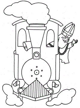 Sint in de trein, kleurplaat van Sinterklaas