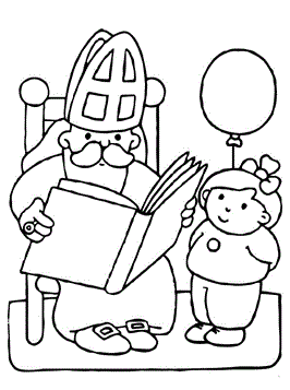 Sint leest voor, kleurplaat van Sinterklaas