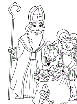 Sint en piet, kleurplaat van Sinterklaas