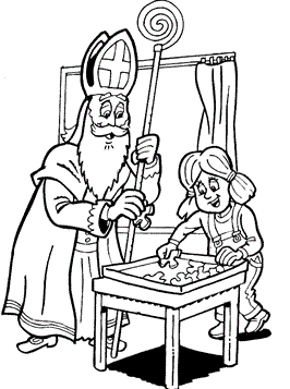Sint puzzelt, kleurplaat van Sinterklaas
