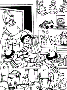 Inpakken, kleurplaat van Sinterklaas