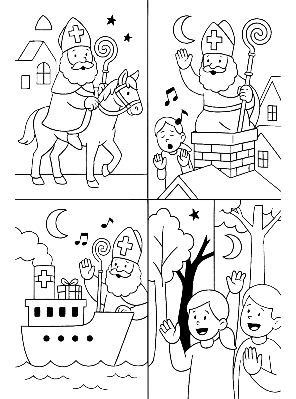 Sinterklaas, kleurplaat van Sinterklaasliedjes vierluik