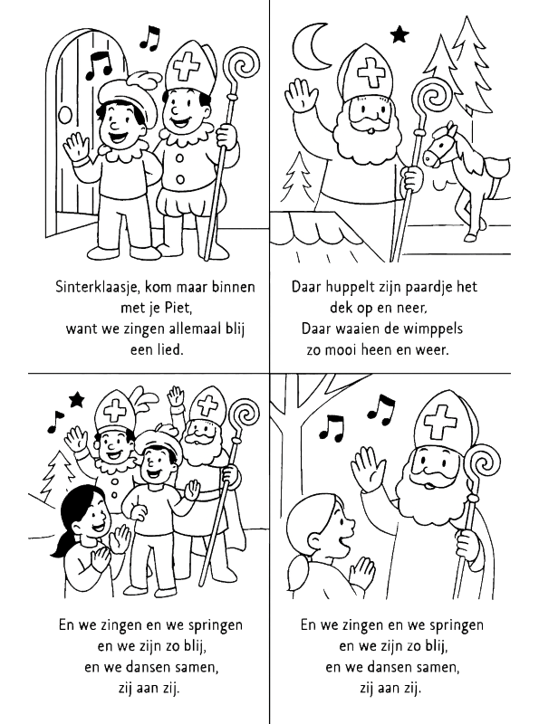 Sinterklaasje, kom maar binnen, kleurplaat van Sinterklaasliedjes vierluik