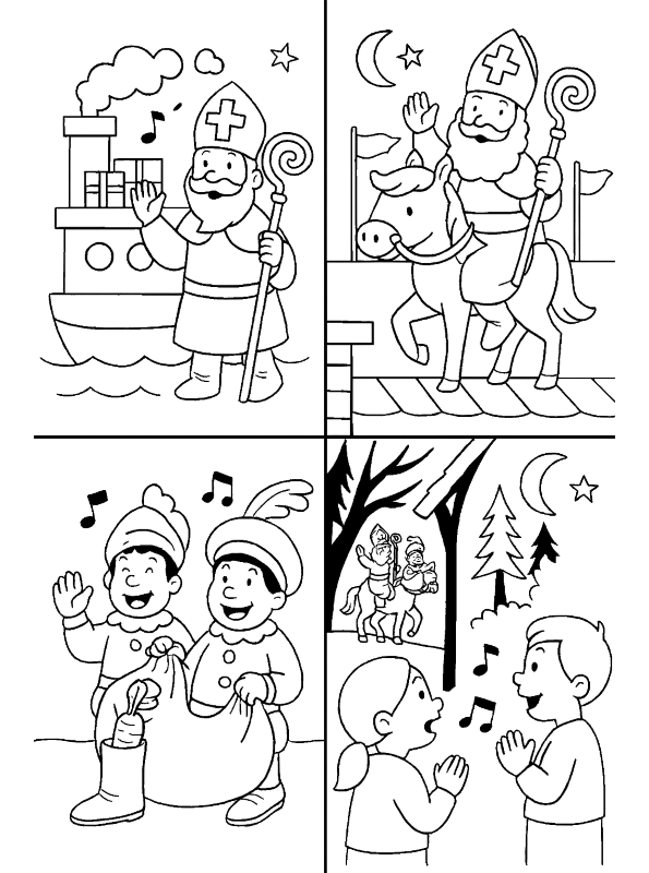 Zie ginds, kleurplaat van Sinterklaasliedjes vierluik