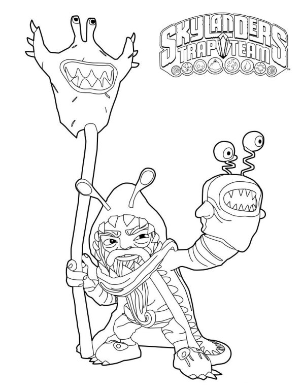 chompy mage, kleurplaat van Skylander Trap team