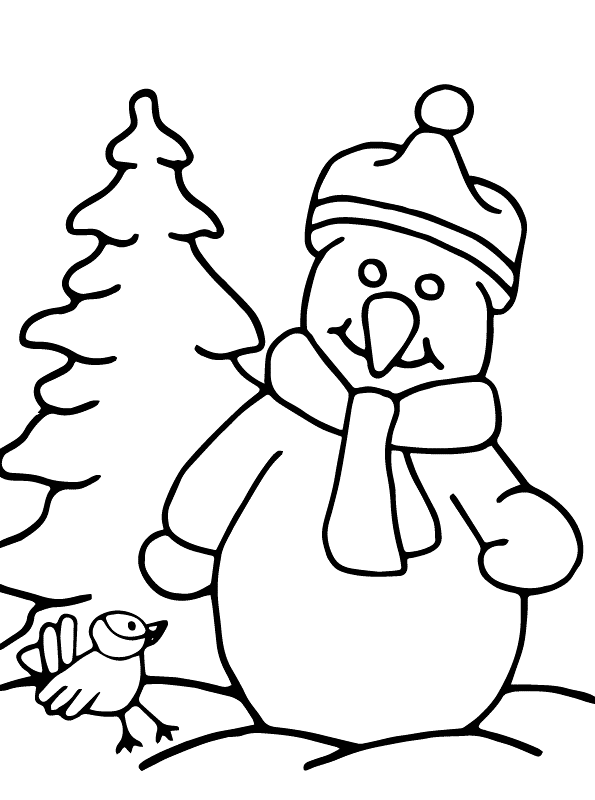 Print Sneeuwpop kleurplaat
