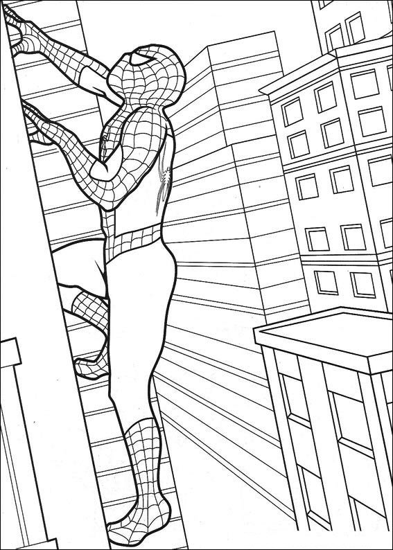Print Spiderman klimt omhoog kleurplaat