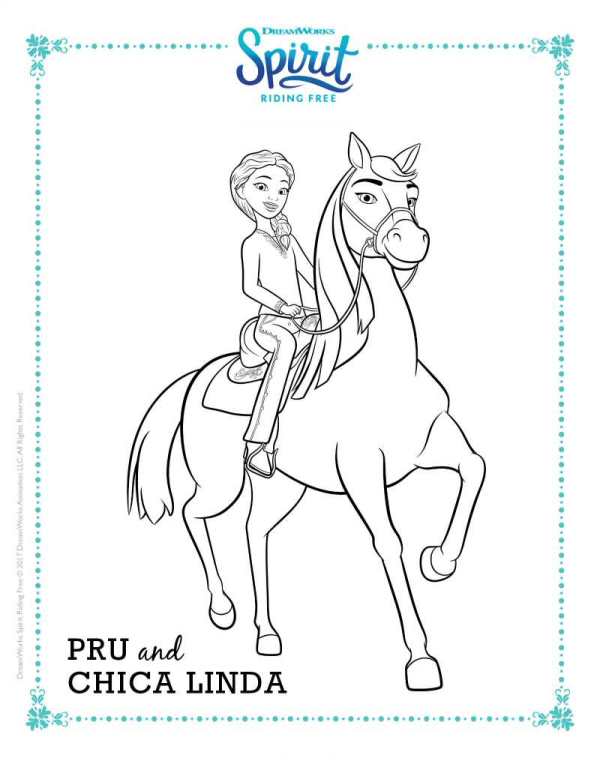 Pru Chica Linda, kleurplaat van Spirit Riding Free