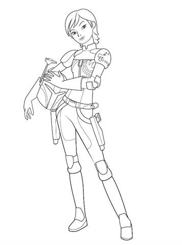 sabine wren, kleurplaat van Star Wars Rebels