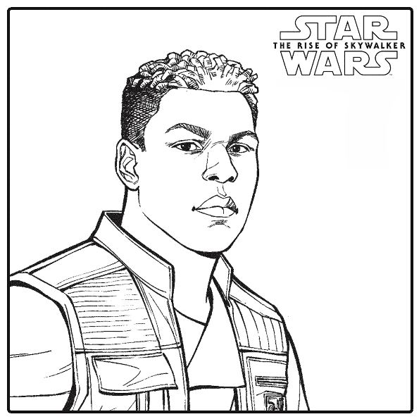 Finn Rise of Skywalker, kleurplaat van Star Wars Rise of Skywalker