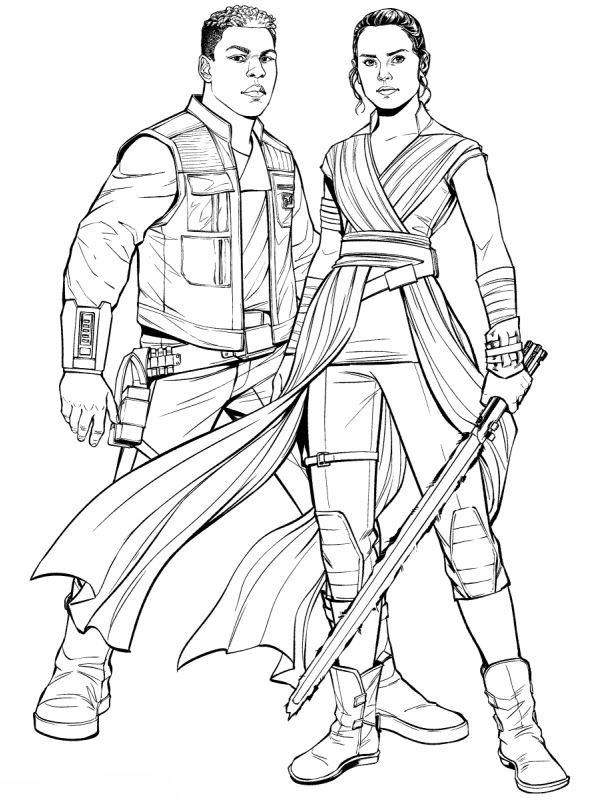 Finn Rey, kleurplaat van Star Wars Rise of Skywalker