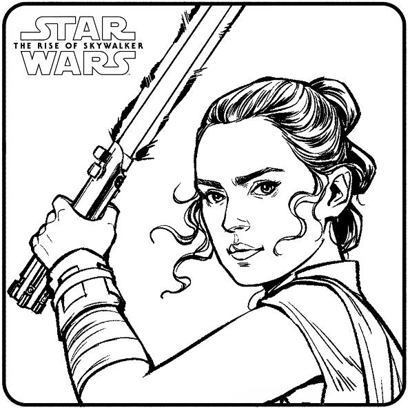 Rey, kleurplaat van Star Wars Rise of Skywalker