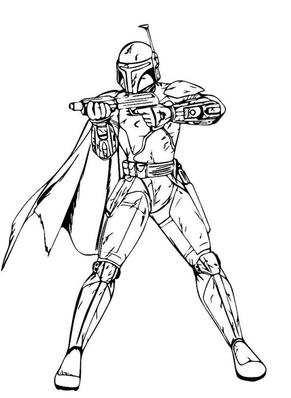 Boba Fett, kleurplaat van Star Wars The force awakens
