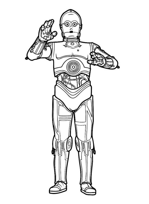 C3PO, kleurplaat van Star Wars The force awakens