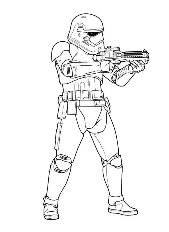 First Order storm trooper, kleurplaat van Star Wars The force awakens