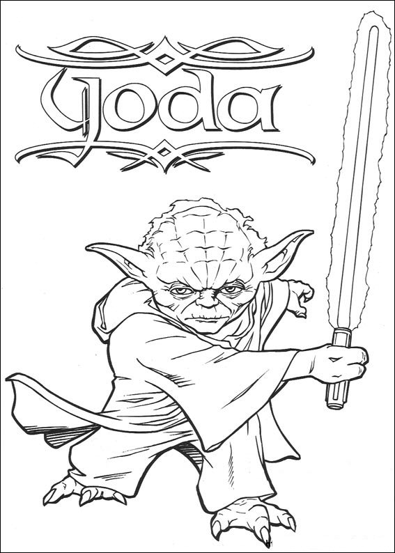 Print Yoda kleurplaat