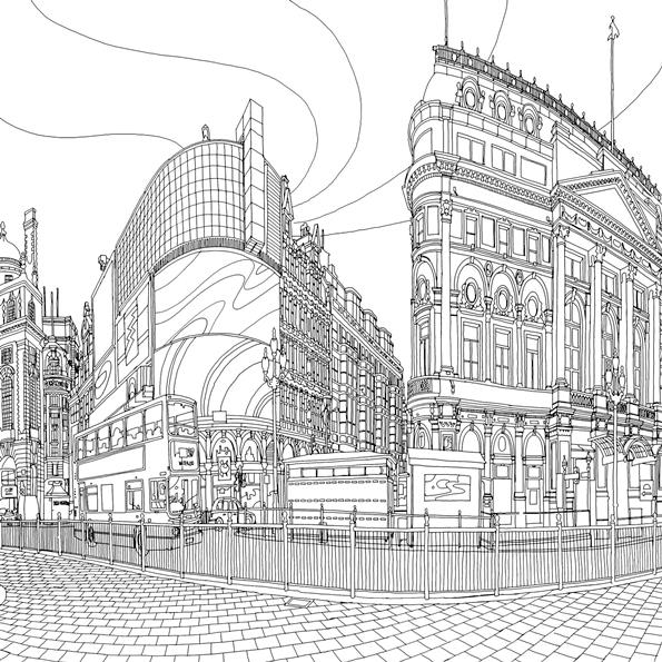 Piccadilly circus, kleurplaat van Steden