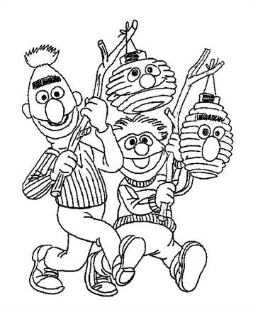 bert-ernie, kleurplaat van Sint Maarten