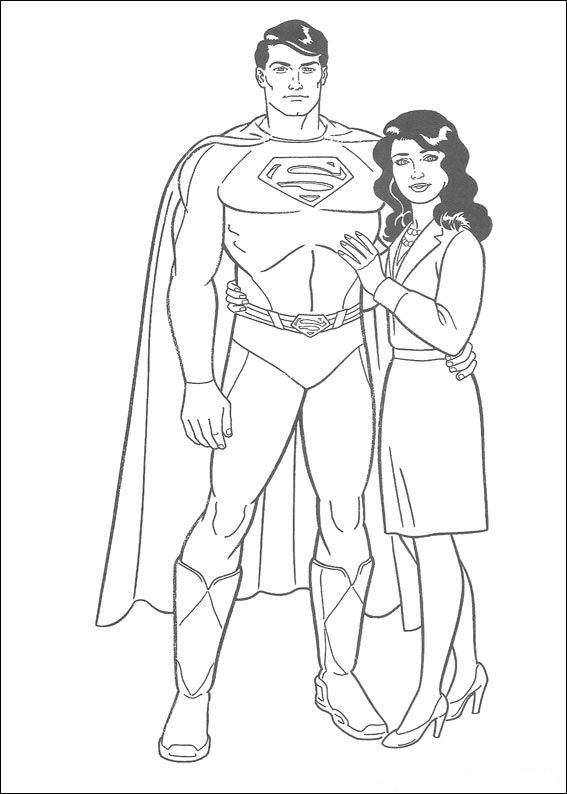 Print Superman en Loïs Lane kleurplaat