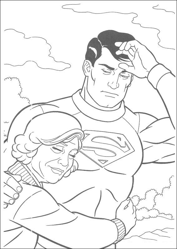 Print Superman en zijn moeder kleurplaat