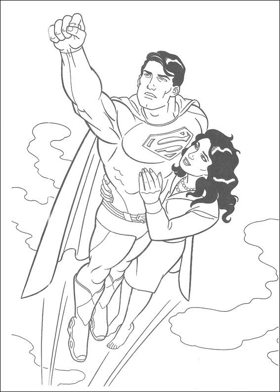 Print Superman redt Loïs kleurplaat