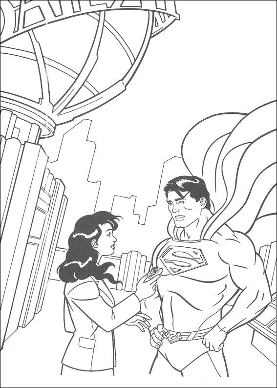 Print Superman en Lois Lane kleurplaat