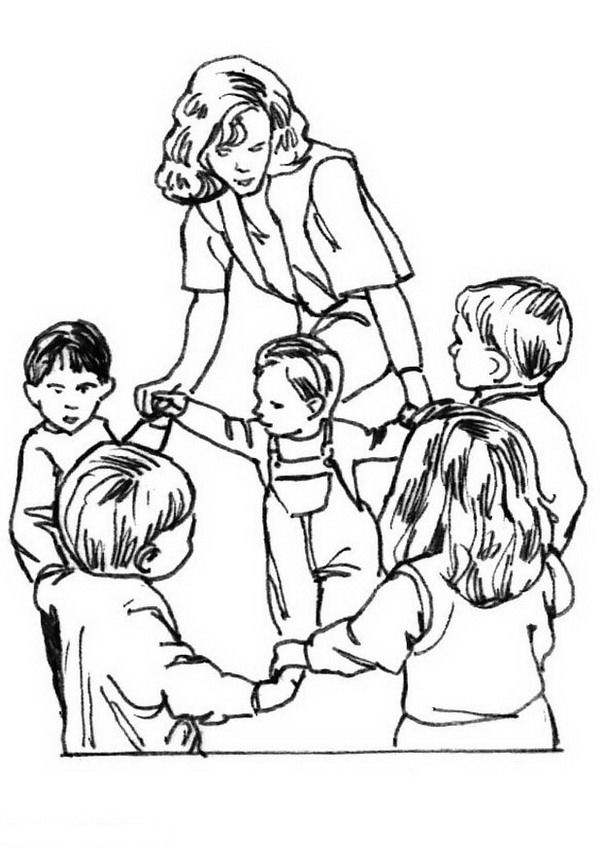 Een dansje met juf, kleurplaat van Terug naar school