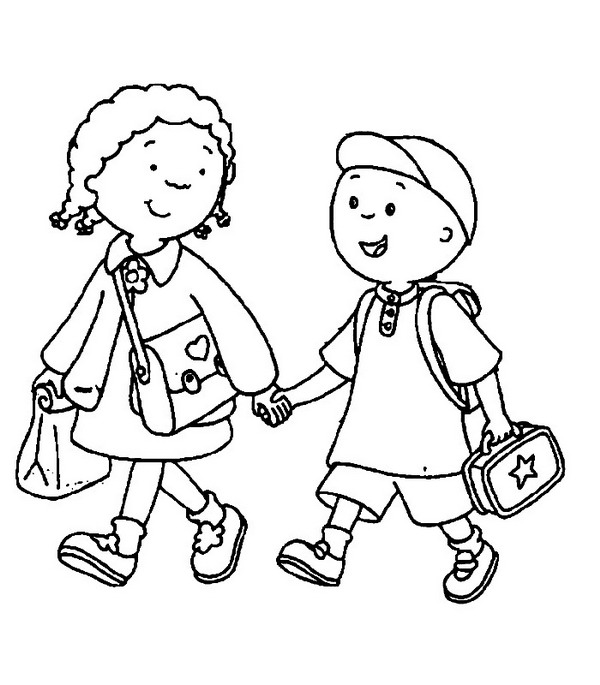 Vriendjes naar school, kleurplaat van Terug naar school