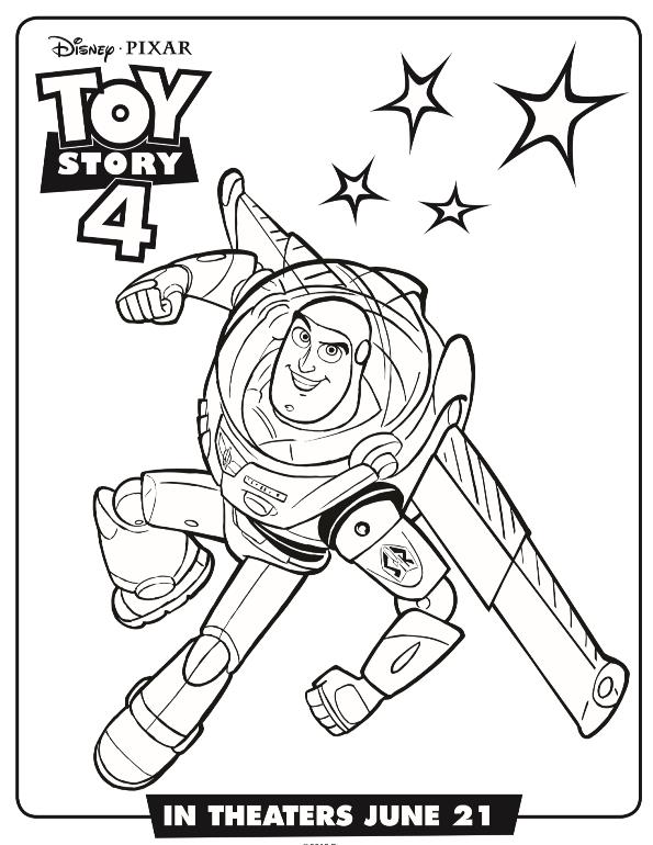 Buzz Lightyear, kleurplaat van Toy Story 4