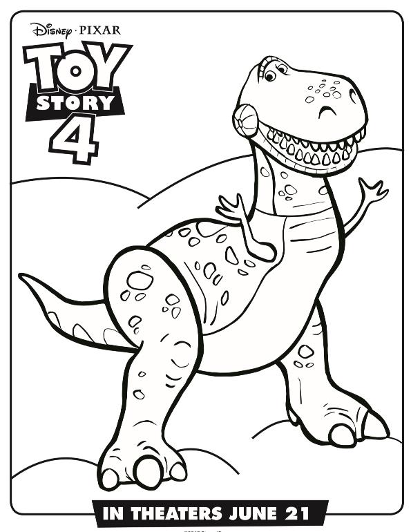 Rex, kleurplaat van Toy Story 4