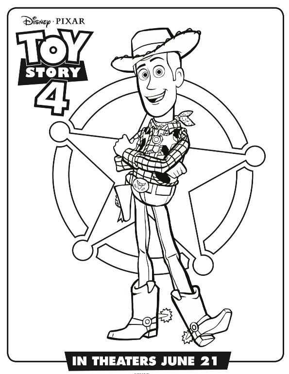 Woody, kleurplaat van Toy Story 4