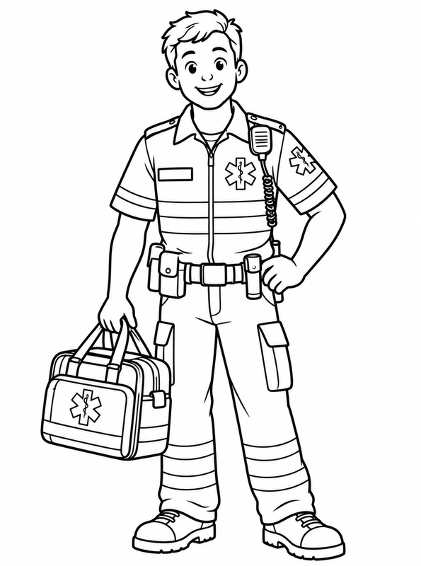 ambulancemedewerker, kleurplaat van Uniformen