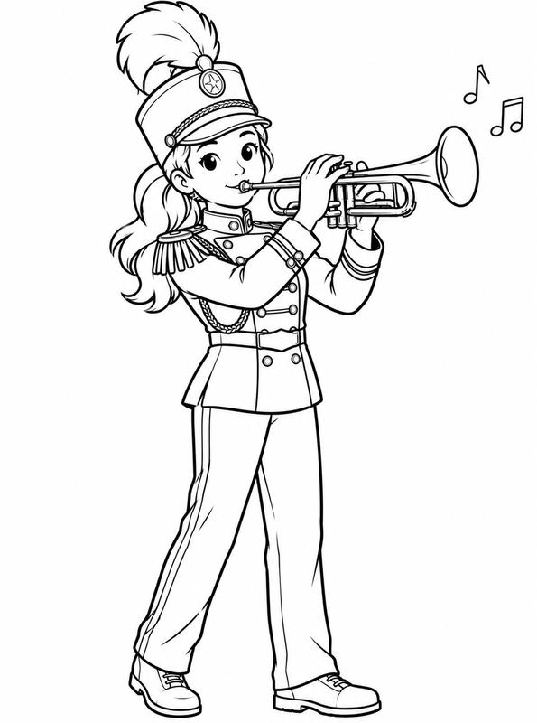 fanfaremuzikant, kleurplaat van Uniformen