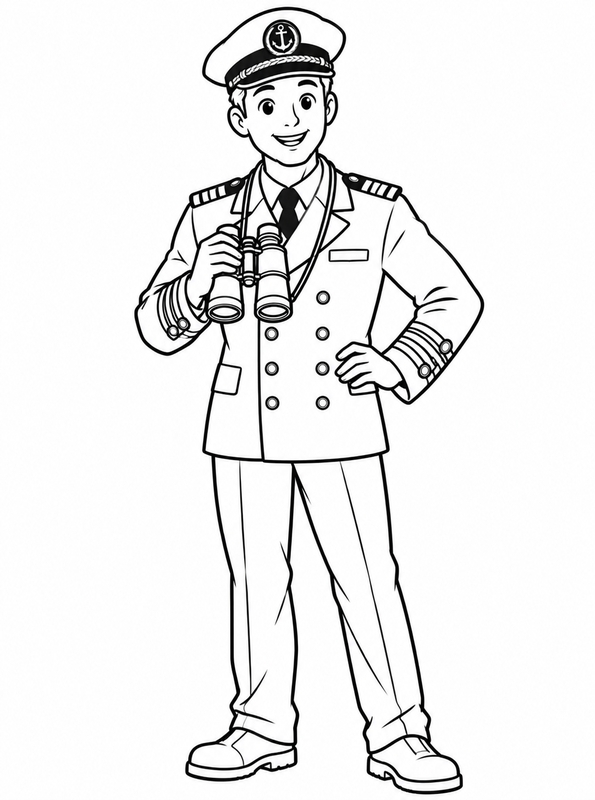 kapitein, kleurplaat van Uniformen
