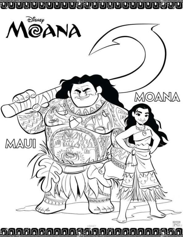 maui moana, kleurplaat van Vaiana (Moana)