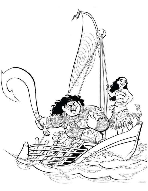 sailing 2, kleurplaat van Vaiana (Moana)