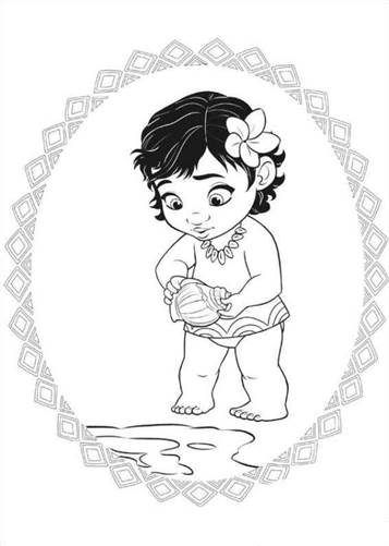 klein, kleurplaat van Vaiana (Moana)