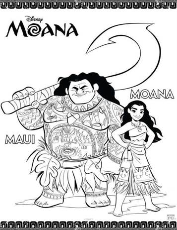 maui moana, kleurplaat van Vaiana (Moana)