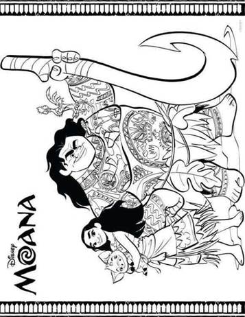 moana crew, kleurplaat van Vaiana (Moana)