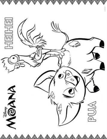 moana heihei pua, kleurplaat van Vaiana (Moana)