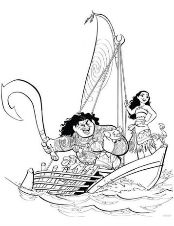 sailing 2, kleurplaat van Vaiana (Moana)