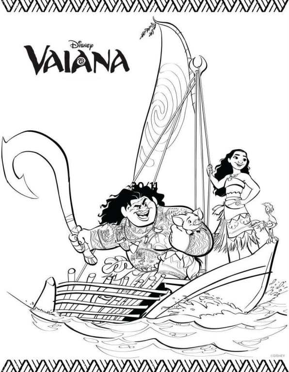 vaiana maui, kleurplaat van Vaiana