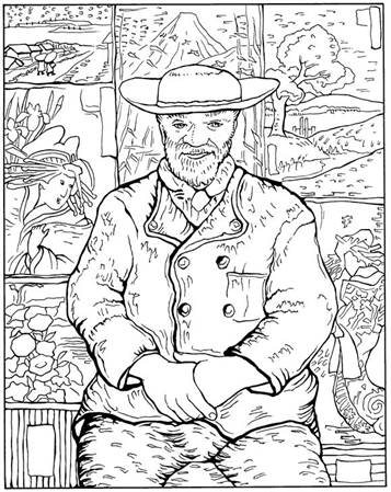 Père Tanguy 1887, kleurplaat van Vincent van Gogh