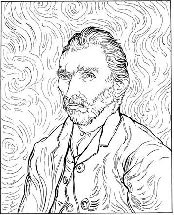 Zelfportret 1889, kleurplaat van Vincent van Gogh