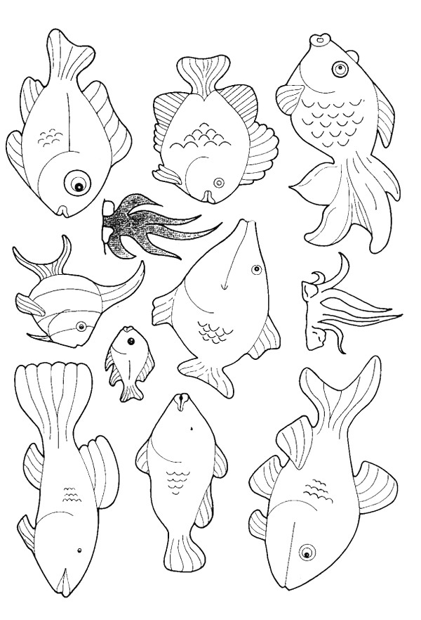 Print Vissen kleurplaat