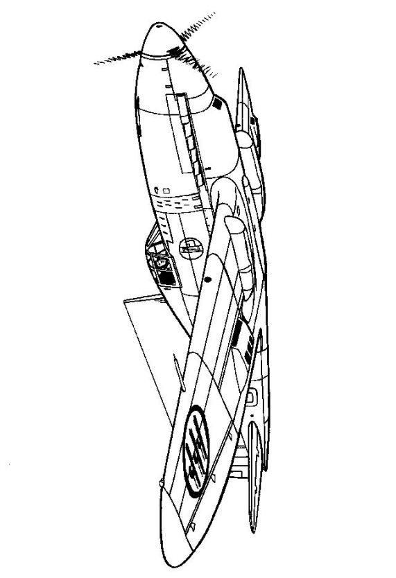 Caproni Reggiana 2001 Falco II 1942, kleurplaat van Vliegtuigen Tweede Wereldoorlog