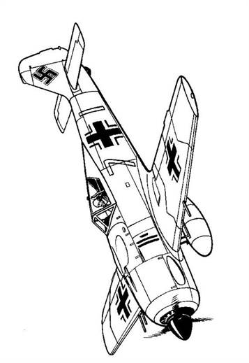 Focke Wulff Fw 190A-2 1942, kleurplaat van Vliegtuigen Tweede Wereldoorlog