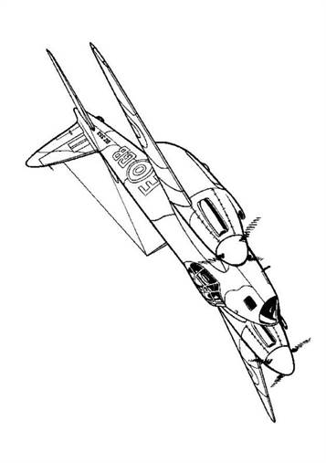 Havilland Musquito MK IV 1943, kleurplaat van Vliegtuigen Tweede Wereldoorlog